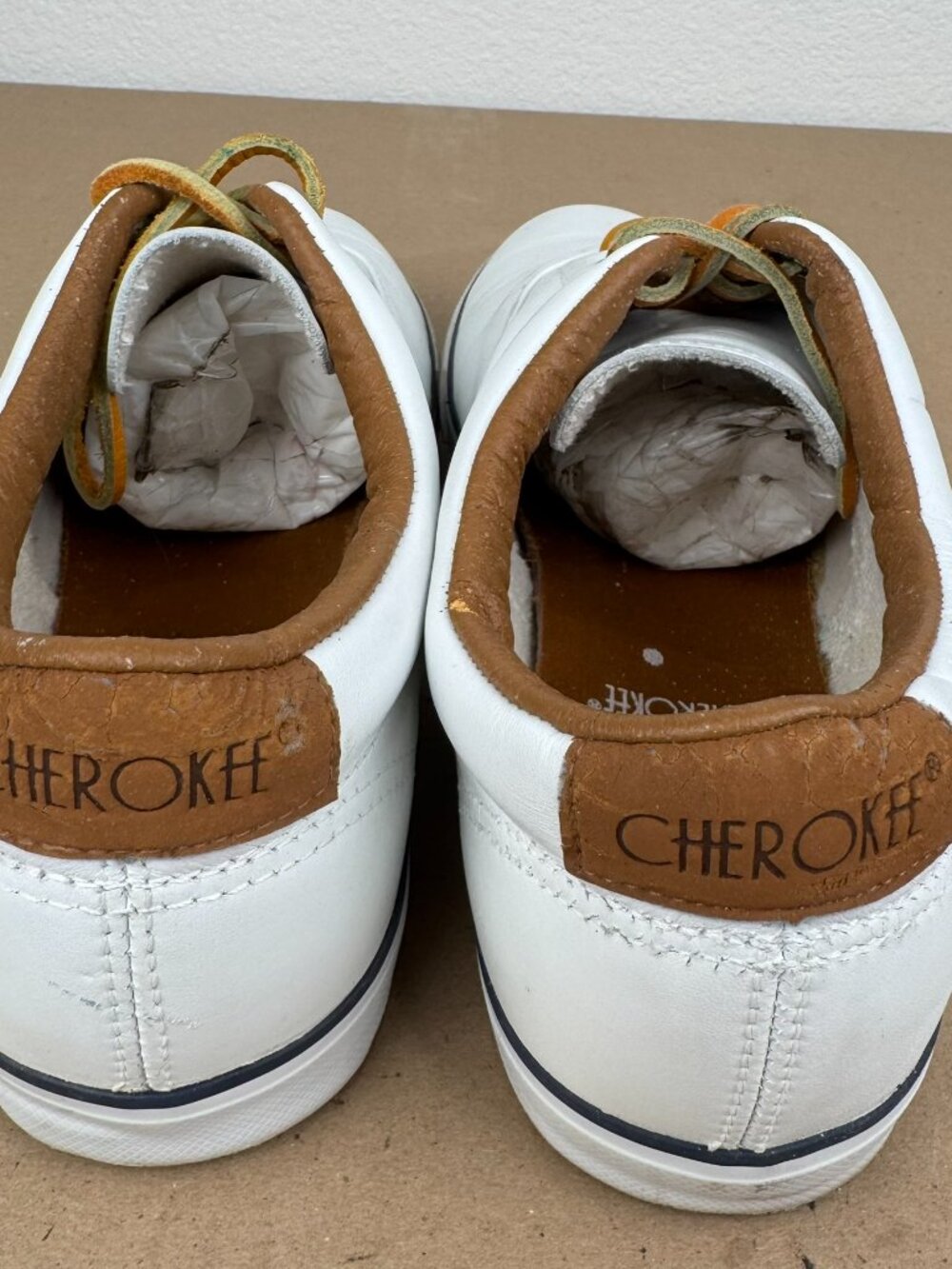 Vintage Cherokee Leather Sneakers Men's 13 White Low Top Made in Korea - Picture 6 of 11